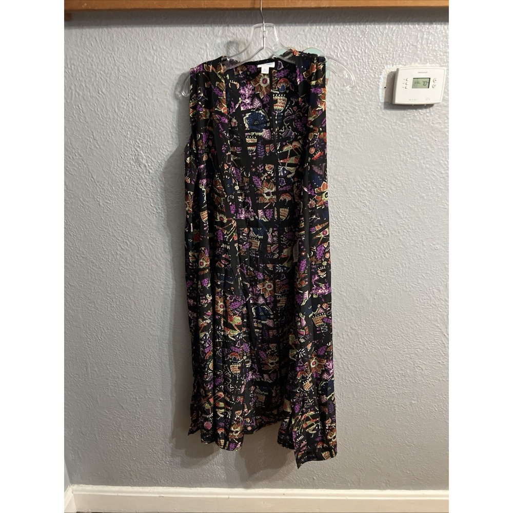 LuLaRoe Joy Long Duster Vest Fall Floral Womens Size Large